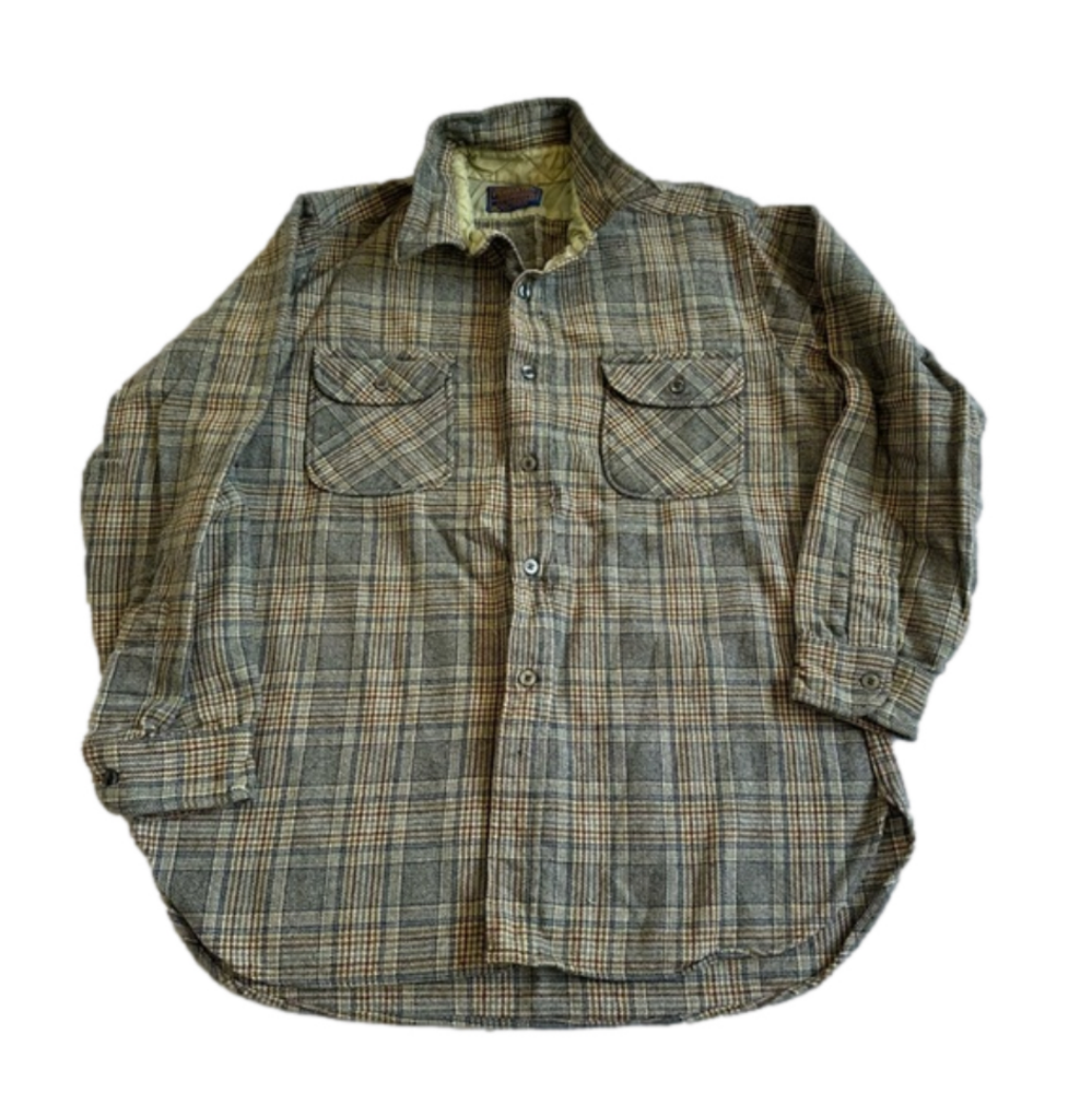 Pendleton Green and Brown Plaid Casual Button Down Shirt